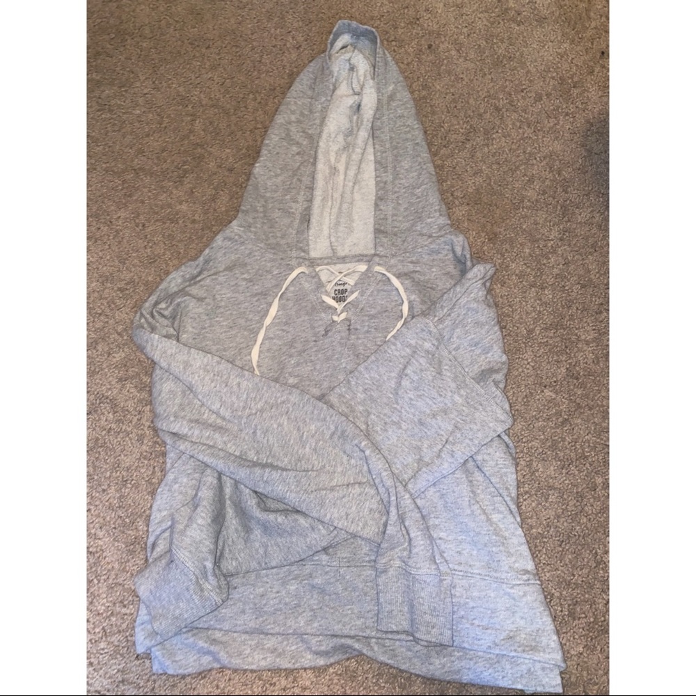 Grey Cropped Hoodie